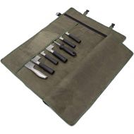 HERSENT Chef’s Knife Roll Bag, Waxed Canvas Knife Cultery Carrier, Portable Chef Knife Cases, Knife Pouch Holders With 10 Slots Plus 1 Zipper Pockets Can Hold Home Kitchen Knife Tools Up T