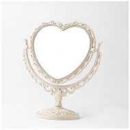 CJW Mirror CJW Heart-shaped double-sided makeup mirror dormitory European table mirror (Size : 17.5cmX20cm)