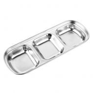 Shantan Outdoor BBQ Dip Dish Seasoning Condiment Plate, Sub-Grid Polished Stainless Steel Flavored Sauce Vinegar Barbecue Sauce Bowl Compartment Sauce Sushi Seasoning Dipping Plates