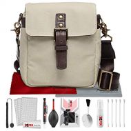 ONA The Bond Street Camera Messenger Bag (Waxed Canvas, Oyster) with Xpix Travel Photo Cleaning Kit