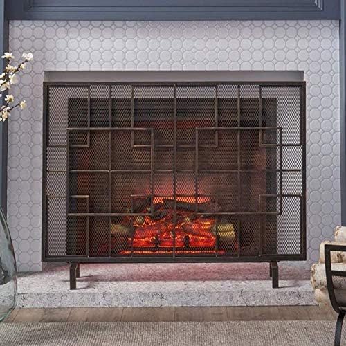 FOLDING Fireplace Screen Fire Guard/ Spark Guard Screen for Fireplaces Wide Metal Mesh Safety Fire Place Guard for Wood and Coal Firing, Stoves, Grills 100×20× 77cm/ 39×8×30inch Ensures Lo