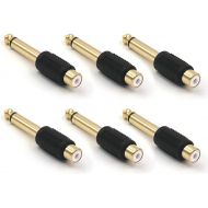 VCE RCA to 1/4 Audio Adapter, 6.35mm Mono Plug Male to RCA Female Connectors 6-Pack