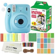 FUJIFILM INSTAX Mini 11 Instant Film Camera Plus Instax Film and Accessories Stickers, Hanging Frames and Microfiber Cloth (Sky Blue)