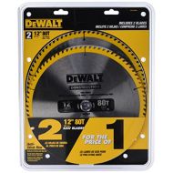 DEWALT 12-Inch Miter Saw Blade, 80-Tooth, 2-Pack (DW3128P5D80I)