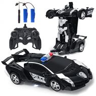 [아마존베스트]Jeestam RC Car Robot for Kids Transformation Car Toy, Remote Control Deformation Vehicle Model with One Button Transform 360°Rotating Drifting 1:18 Scale, Best Gift for Boys and Gi