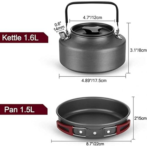  GYZCZX Camping Cookware 22-Piece Mess Kit, Large Hanging Pot Pan Kettle, Spoon Set for Outdoor Camping Hiking and Picnic