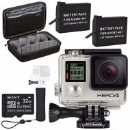 GoPro HERO4 Silver + Rechargeable Battery + The Handler + Sony 32GB microSDHC Card + Case for GoPro HERO4 and GoPro Accessories Bundle