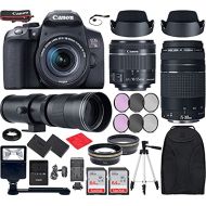 Canon Intl. Canon EOS Rebel T8i DSLR Camera with EF-S 18-55mm f/4-5.6 is STM, EF 75-300mm f/4-5.6 III, 420-800mm f/8 Lenses Bundle with Accessories (Extra Battery, Digital Flash, 128Gb Memory
