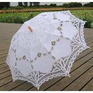 Bubble-Princess - White Vintage Lace Umbrella Bridal Parasol Umbrella with Long-handle Wedding Favors Bridal Wedding Po Props Shower Decoration