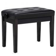 Yaheetech Adjustable Piano Bench - Solid Wood Padded Piano Keyboard Bench Stool Faux Leather Black