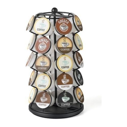  Nifty Solutions Nifty Coffee Pod Carousel ? Compatible with K-Cups, 35 Pod Pack Storage, Spins 360-Degrees, Lazy Susan Platform, Modern Black Design, Home or Office Kitchen Counter Organizer
