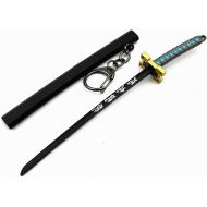QHWJ Gift Props Sword Prop Keychain Toy Anime Ninja Knife Weapon Prop Katana Toys Model Keyring, for Demon Slayer Tokitou Muichirou, Katana Samurai Sword Prop Key Chain, 15 cm