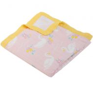 LifeTree 2 Layers Toddler Blankets, Bamboo Cotton Muslin Baby Blankets for Girls, Lightweight Soft Crib Blankets 45 x 45 inches, Baby Shower Gift, Swan Print