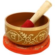 Shalinindia Swadhistana Orange Brass Buddhist Tibetan Singing Bowl with Cushion from India for Meditation Sound Healing Prayer Tuned to the 2th sacral chakra명상종 싱잉볼