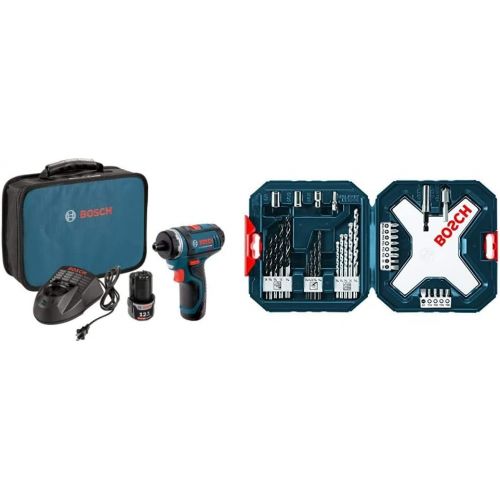  [아마존베스트]Bosch PS21-2A 12V Max 2-Speed Pocket Driver Kit with 2 Batteries, Charger and Case & MS4034 34-Piece Drill and Drive Bit Set