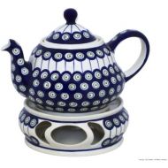 Unbekannt Original Bunzlauer Keramik Teekanne 2,0 Liter mit integriertem Sieb und Stoevchen im Dekor 8