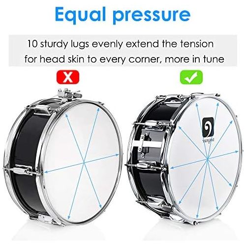  [아마존베스트]Vangoa Snare Drum 14 Inch Maple Wood Cavity Small Drum Acoustic Drum Snare Drums with Snare Wires, Carry Bag, Practice Pad, Drumsticks, Tuning Keys, Strap