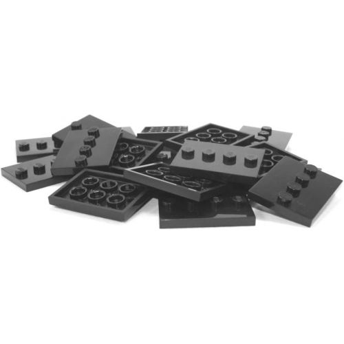  Lego Parts: Tile, Modified 3 x 4 with 4 Studs in Center - Minifigure Display Base Collector Series (PACK of 16 - Black)