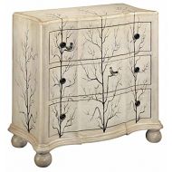 Stein World 11303 One 3-Drawer Chest with Hand Painted Aviary Scene on a Cream Finish, 38.25 by 18 by 34.75-Inch