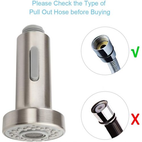  Kitchen Faucet Sprayer Head, Angle Simple Pull Out Sink Faucet Spray Head Nozzle Kitchen Pull Down Faucet Nozzle Spout Replacement Part 2 Functions, Brushed Nickel