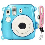 Katia Camera Case Bag Compatible for Fujifilm Instax Mini 9 Instant Camera, also for Fujifilm Instax Mini 8 Instant Film Camera with Strap - Shining Blue