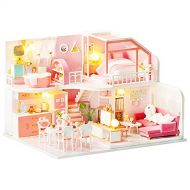 Roroom DIY Miniature and Furniture Dollhouse Kit,Mini 3D Wooden Doll House Craft Model Apartment Style with Dust Cover and Music Movement,Creative Room Idea for Valentines Day Birt