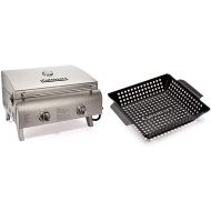 Cuisinart CGG-306 Chefs Style Propane Tabletop Grill, Two-Burner, Stainless Steel & CNW-328 11-Inch, Non-Stick Grill Wok, 11 x 11