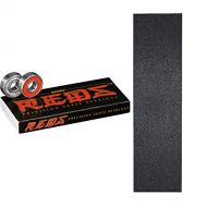 Bones Reds Precision Skate Bearings With Mob Skateboard Grip Tape Sheet Black 9 Bubble Free