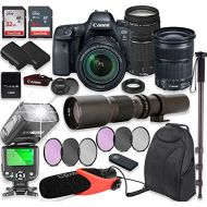 Canon EOS 6D Mark II DSLR Camera with Canon EF 24-105mm is STM Lens & EF 75-300mm III Lens + 500mm Preset Wildlife Lens + Auto TTL Flash + Backpack + Comica Microphone with Profess