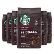 Starbucks Whole Bean Coffee?Dark Roast Coffee?Espresso Roast?100% Arabica?6 bags (12 oz each)