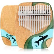 [아마존베스트]Dyna-Living Kalimba 17 Keys Thumb Piano Finger Piano Kalimba Instrument for Beginners Deep Sea Blue Whale Thumb Piano Suitable for Children, Adults and Beginners (Blue)