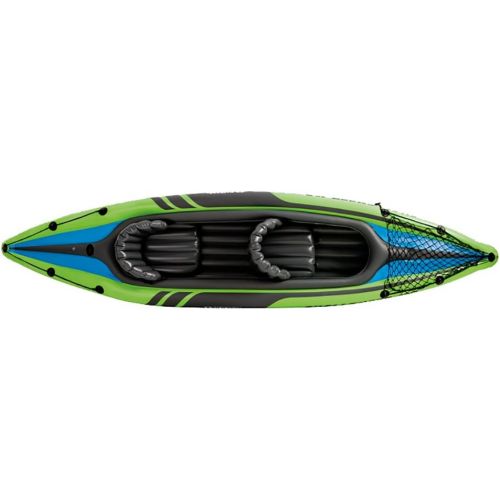 인텍스 Intex Challenger K2 2 Person Inflatable Kayak and Challenger K1 1 Person Inflatable Kayaks with Aluminum Oars and Hand Pump, (2 Pack)