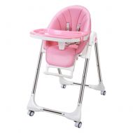 LXLA - High chair LXLA - Baby High Chair with Tray. 5 Adjustable Height Foldable Feeding Baby Highchair (Color : Pink, Size : with Wheel)