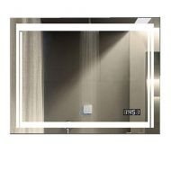 Decoraport 28 x 36 in Horizontal LED Bathroom Mirror with Anti-Fog and Clock Function (DK-A-CK150-C)