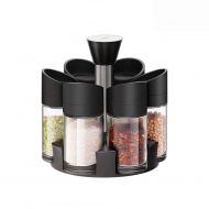 Chusea Premium Seasoning Box Rotating Spice Rack Set Of 7,Control Bottle Multipurpose Glass Jars,MSG Sauce Bowl Kitchen Storage Containers