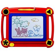 [아마존베스트]ikidsislands IKS95R Colorful Magnetic Drawing Board for Kids & Toddlers, Girls & Boys, with 4 Stamps and 1 Pen ( Portable, Erasable, Non-Toxic, No Mess Toy, Red Color )
