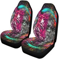 INTERESTPRINT Cool Tiger Skull Car Seat Covers Set of 2 Vehicle Seat Protector Car Covers for Auto Cars Sedan SUV