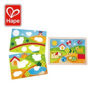Hape Sunny Valley Puzzle 3 in 1| Animal Wooden Maze Toy, Multicolored Jigsaw Puzzle for Toddlers