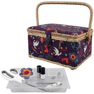 SINGER Sewing Basket with Sewing Kit, Needles, Thread, Scissors, and Notions- Purple