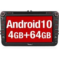 Vanku Android 10 Car Radio PX6 64GB + 4GB for VW T5 Golf Touran Radio with Sat Nav Supports Qualcomm Bluetooth 5.0 DAB + WiFi 4G USB 8 Inch IPS Touchscreen