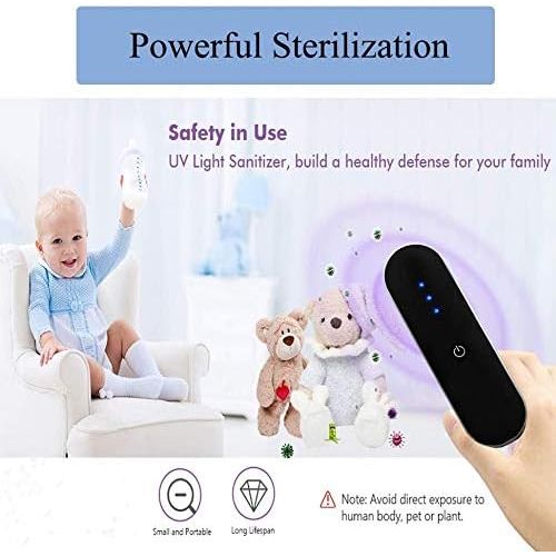  Stash Supply Germilyzer Black UV-C Light Sanitizing Wand Rechargeable Portable UV Light sanitizer disinfects Surfaces Clean and Hygienic in 20 Seconds Kills 99.9% of Germs Bacteria & Viruses UV