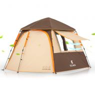 Lumeng Waterproof Double Layer Dome Tent Portable Automatic Mesh Sun Shelter Pop-up Camping Tent (Color : Brown, Size : One Size)