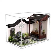WYD Semi-Open Courtyard Building Handmade Antique Chinese Dollhouse Kit Classical Rockery Garden 3D Scene Courtyard Gifts for Friends, Companions and Children (Zither and Chess Gar