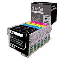 NoahArk 6 Packs T124 Remanufactured Ink Cartridge Replacement for Epson 124 use for Epson Stylus NX125 NX127 NX130 NX230 NX330 NX420 NX430 WorkForce 320 323 325 435 (3 Black 1 Cyan