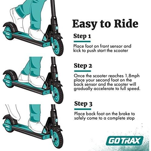  Gotrax GKS Electric Scooter for Kids Age of 6-12, Kick-Start Boost and Gravity Sensor Kids Electric Scooter, 6 Wheels UL Certified E Scooter