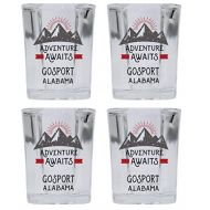 R and R Imports Gosport Alabama Souvenir 2 Ounce Square Base Liquor Shot Glass Adventure Awaits Design 4-Pack