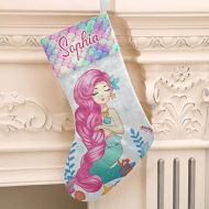 FunnyCustomShop OOshop Personalized Christmas Stockings Enchanted Mermaid (2) with Name Custom Xmas Holiday Fireplace Festive Gift Decor 17.52 x 7.87 Inch