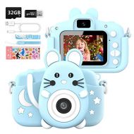 [아마존베스트]HANGRUI Kids Camera for Boys and Girls, 20.0MP Digital Camera for Kids with 2.0 Inch IPS Screen 1080P Video Camcorder Anti-Drop Children Cartoon Selfie Dual Camera Toy with 32GB SD