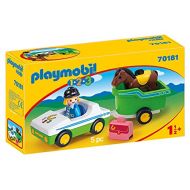 Playmobil 70181 1.2.3 Car with Horse Trailer for Children 18 Months+