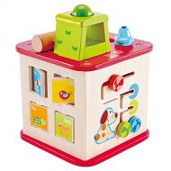 Hape Friendship Wooden Activity Center Play Cube 5-1 Learning Puzzle Toy for Toddlers Five Sided Educational Maze Pepe & Friends